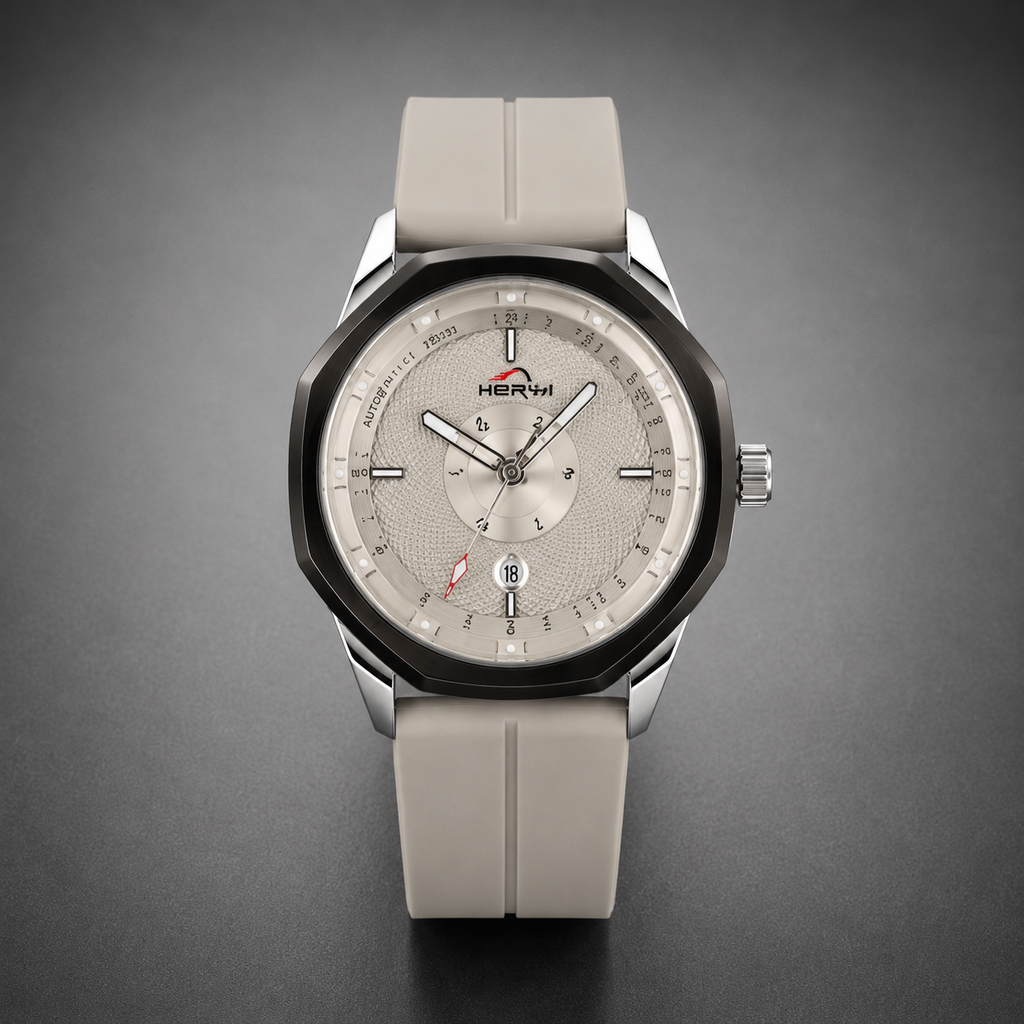 HEYRI Light Grey Dial Men's Quartz Watch | Premium Silicone Strap | Magnetic Lock