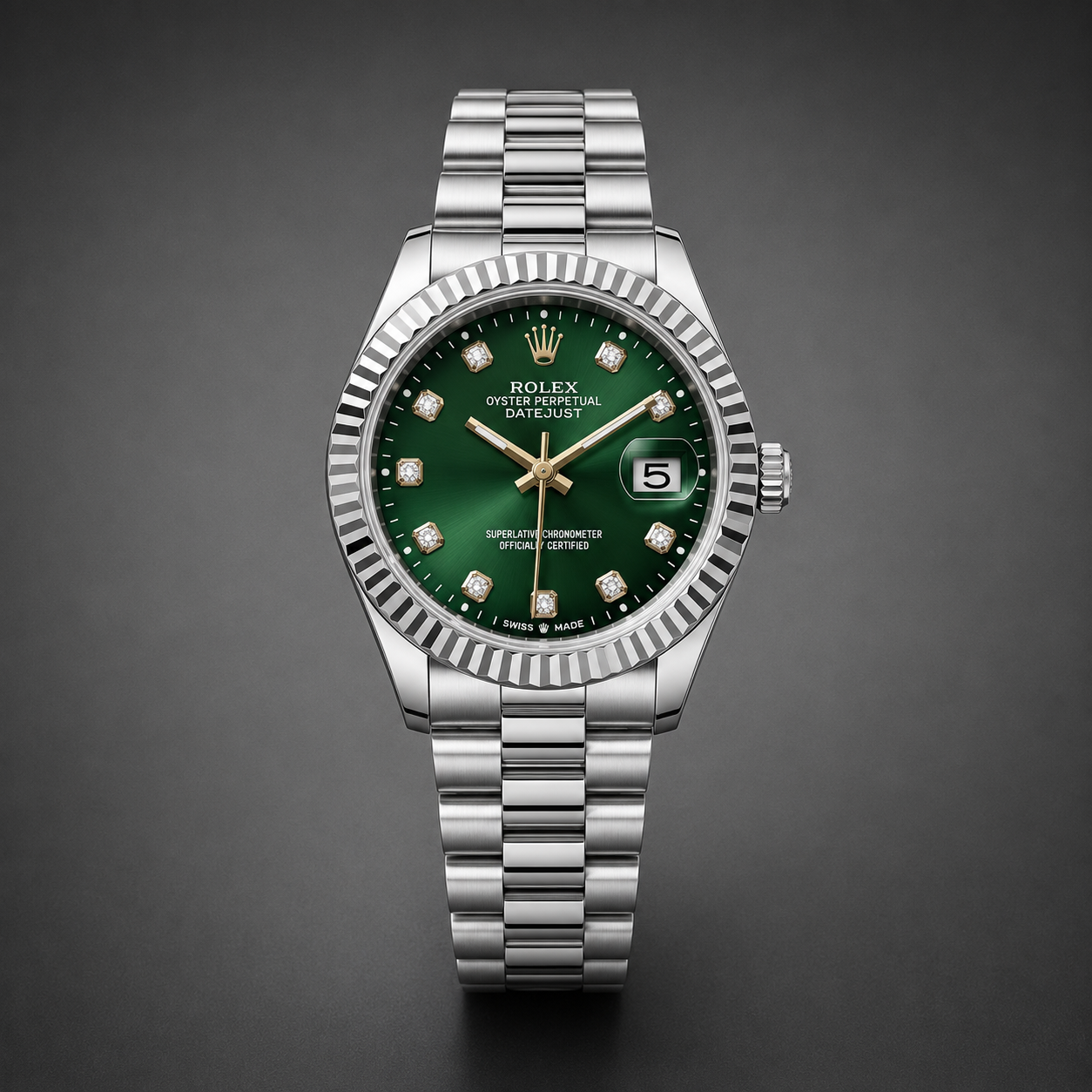 Rolex Datejust Green Sunburst Dial Men's Stainless Steel Watch | Luxury Dress Watch